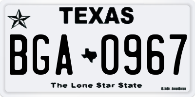 TX license plate BGA0967