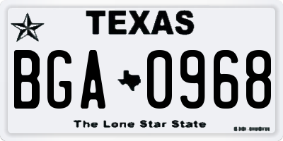 TX license plate BGA0968