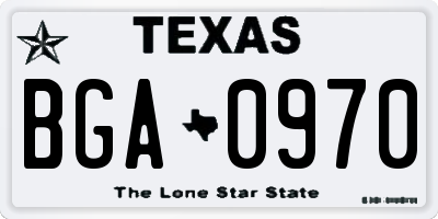 TX license plate BGA0970