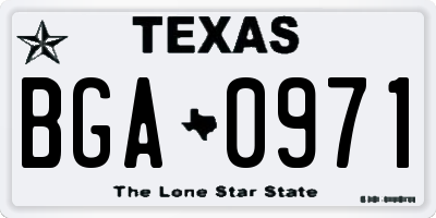 TX license plate BGA0971