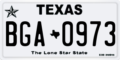 TX license plate BGA0973