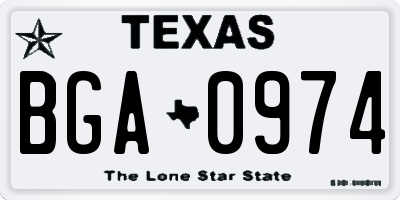 TX license plate BGA0974