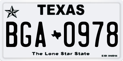 TX license plate BGA0978