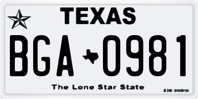 TX license plate BGA0981