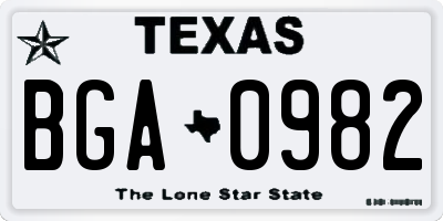 TX license plate BGA0982