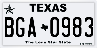 TX license plate BGA0983
