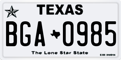 TX license plate BGA0985