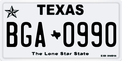 TX license plate BGA0990