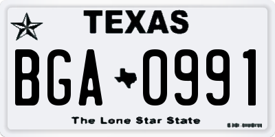 TX license plate BGA0991