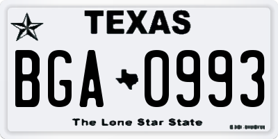 TX license plate BGA0993