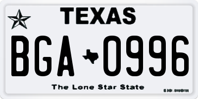 TX license plate BGA0996