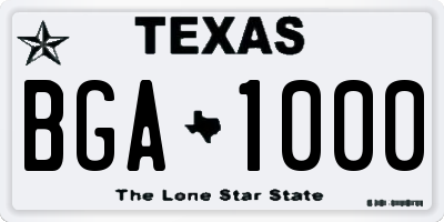 TX license plate BGA1000