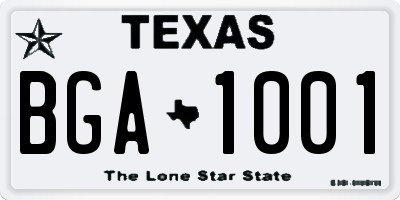 TX license plate BGA1001