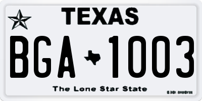 TX license plate BGA1003