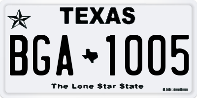 TX license plate BGA1005