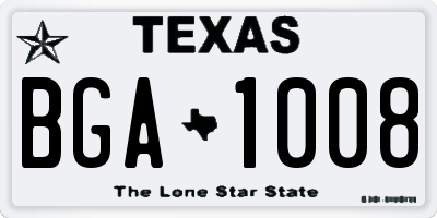 TX license plate BGA1008