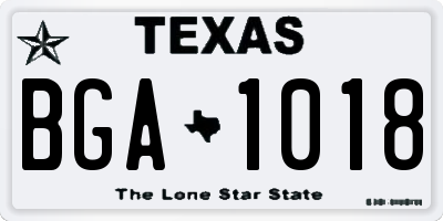 TX license plate BGA1018