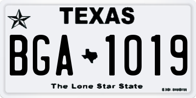 TX license plate BGA1019