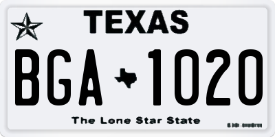 TX license plate BGA1020