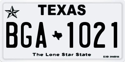 TX license plate BGA1021