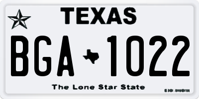 TX license plate BGA1022