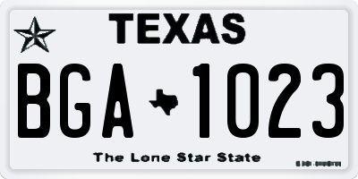 TX license plate BGA1023