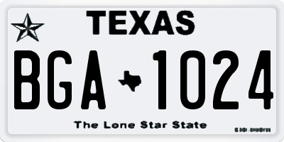 TX license plate BGA1024