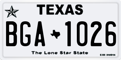 TX license plate BGA1026