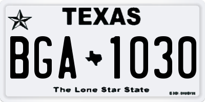 TX license plate BGA1030