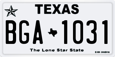TX license plate BGA1031