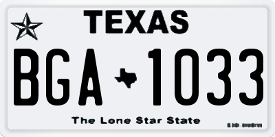 TX license plate BGA1033