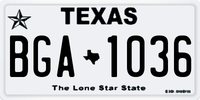 TX license plate BGA1036