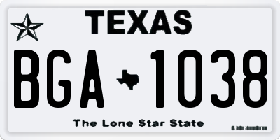 TX license plate BGA1038