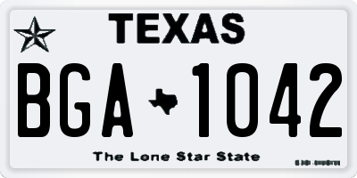 TX license plate BGA1042