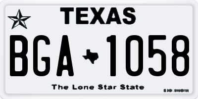 TX license plate BGA1058