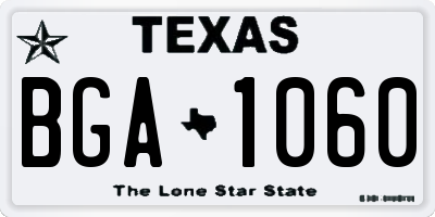TX license plate BGA1060