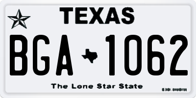 TX license plate BGA1062