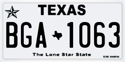 TX license plate BGA1063