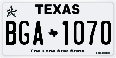 TX license plate BGA1070