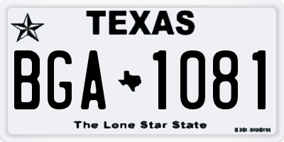 TX license plate BGA1081