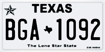 TX license plate BGA1092