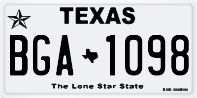TX license plate BGA1098