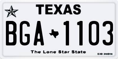 TX license plate BGA1103