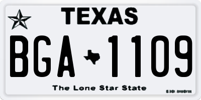 TX license plate BGA1109