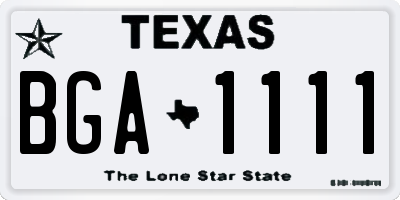 TX license plate BGA1111