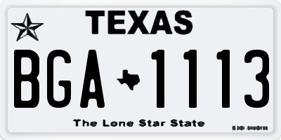 TX license plate BGA1113