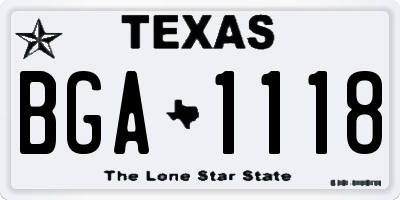 TX license plate BGA1118