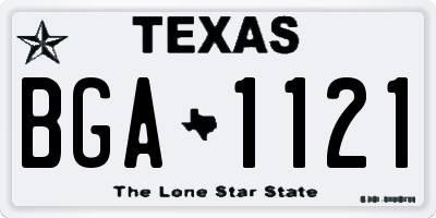 TX license plate BGA1121