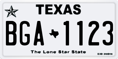 TX license plate BGA1123