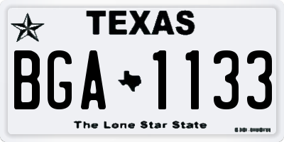 TX license plate BGA1133